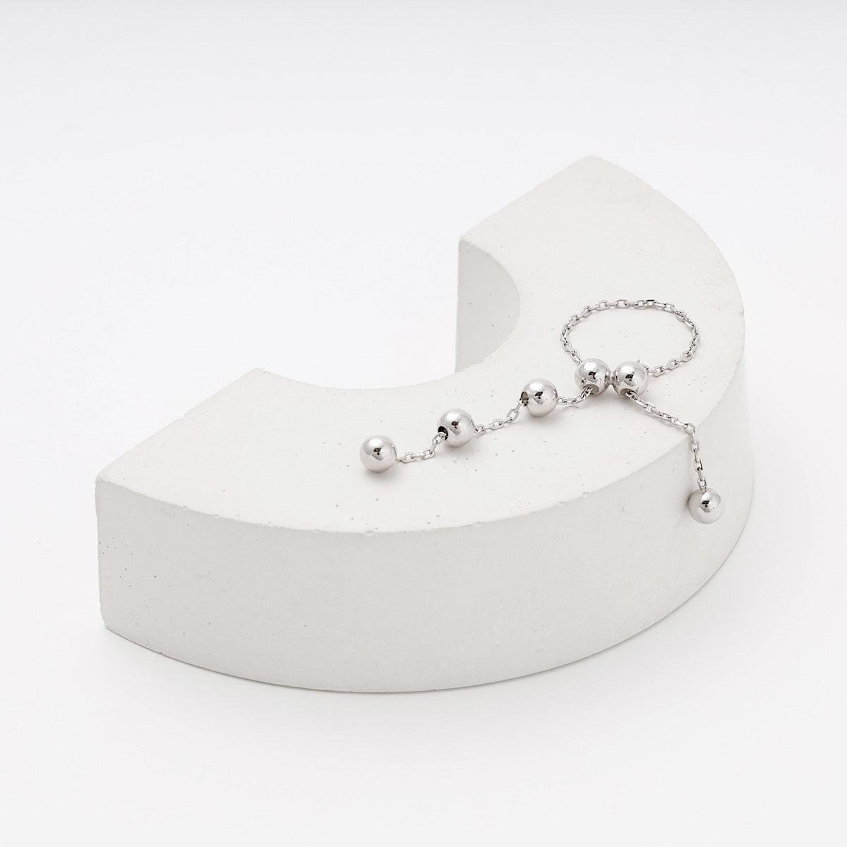 Silver 925 Adjustable Chain Ring with Beaded Tassel | Ukrainian Jewelry
