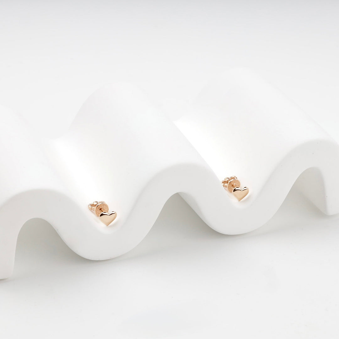 Rose Gold 14K (585) Heart Stud Earrings | Ukrainian Jewelry