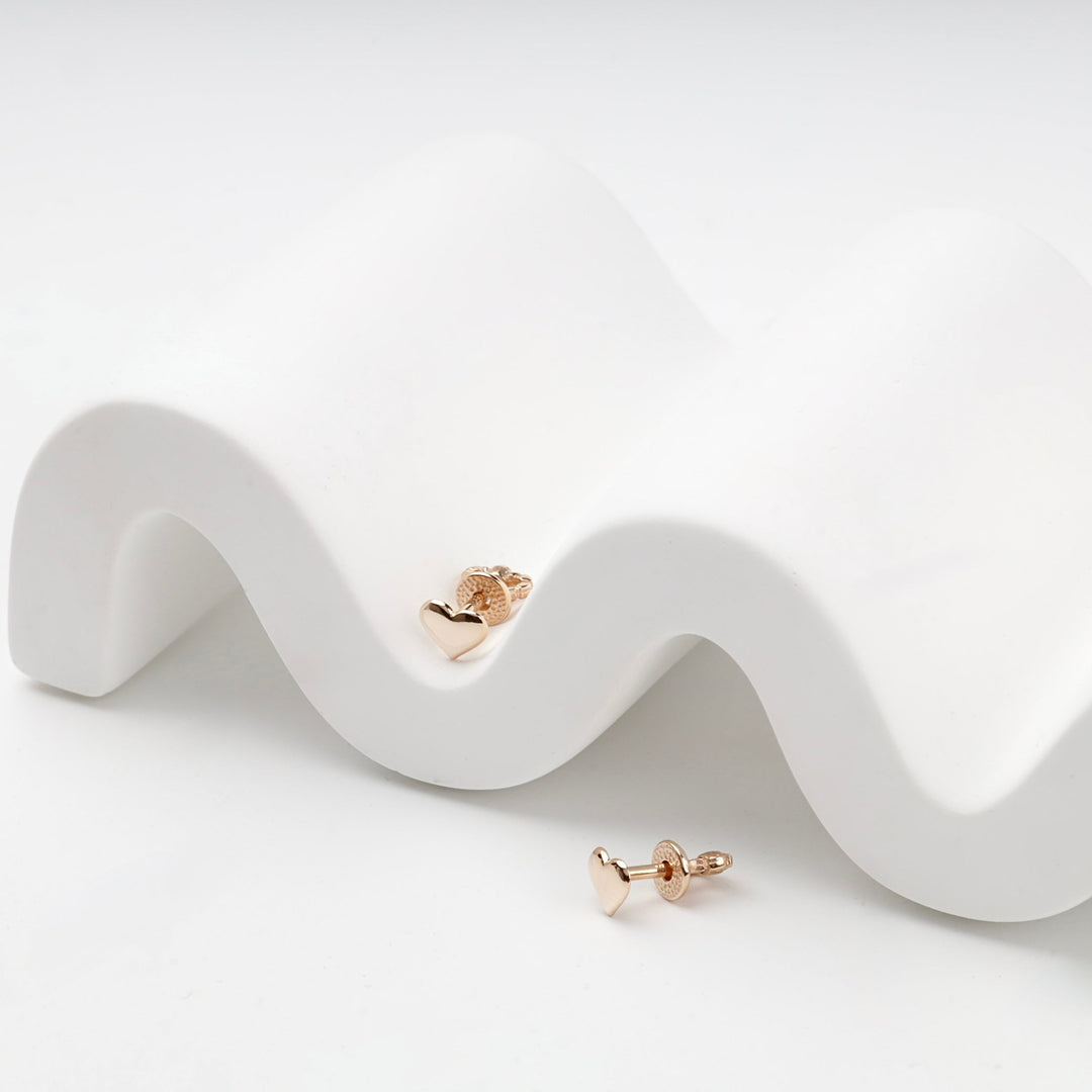 Rose Gold 14K (585) Heart Stud Earrings | Ukrainian Jewelry