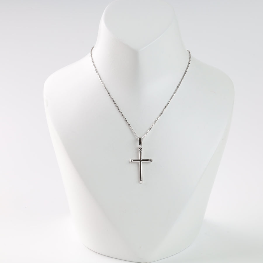 Pendant cross "Classic" | White gold 585 (14K) - Ukrainian Jewelry