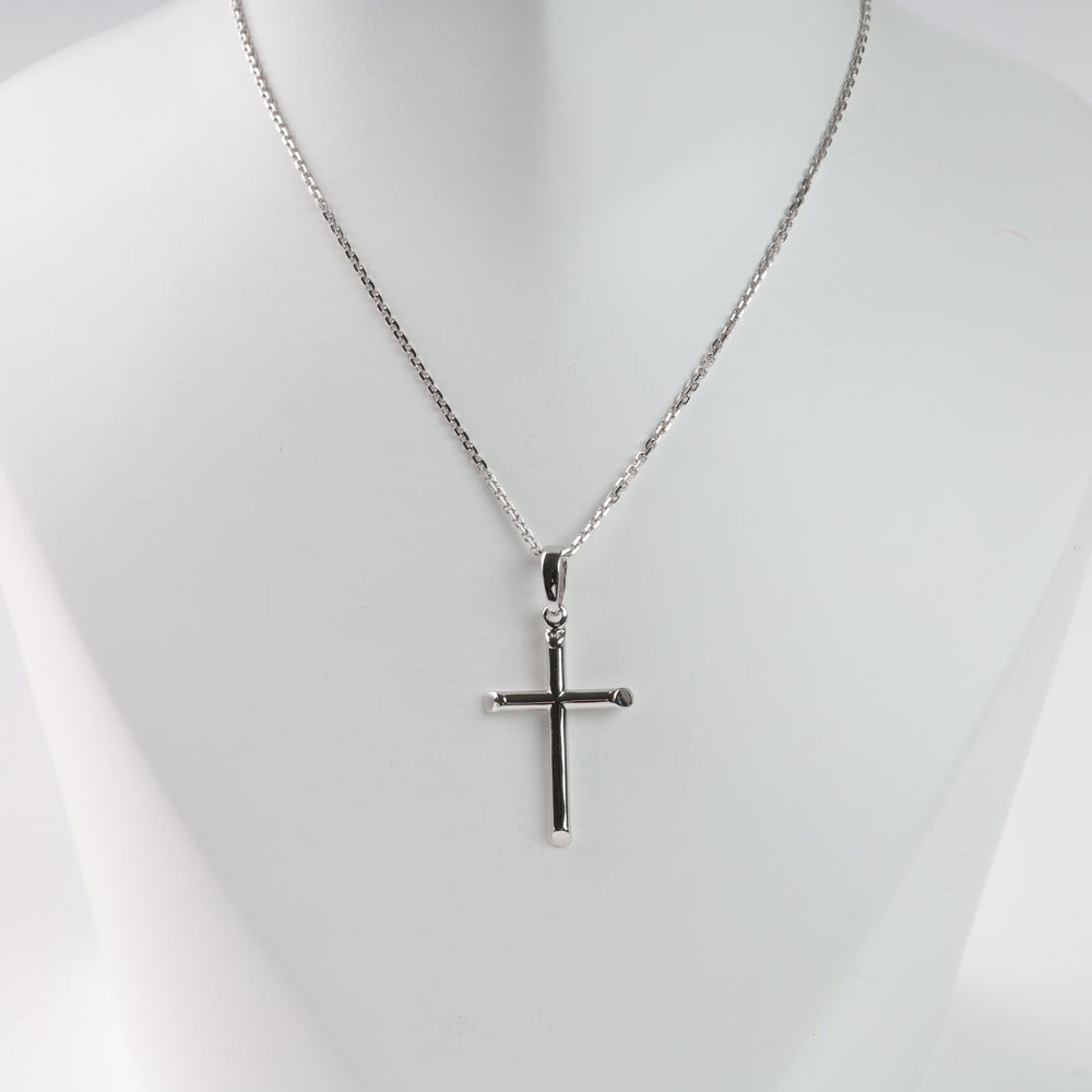 Pendant cross "Classic" | White gold 585 (14K) - Ukrainian Jewelry