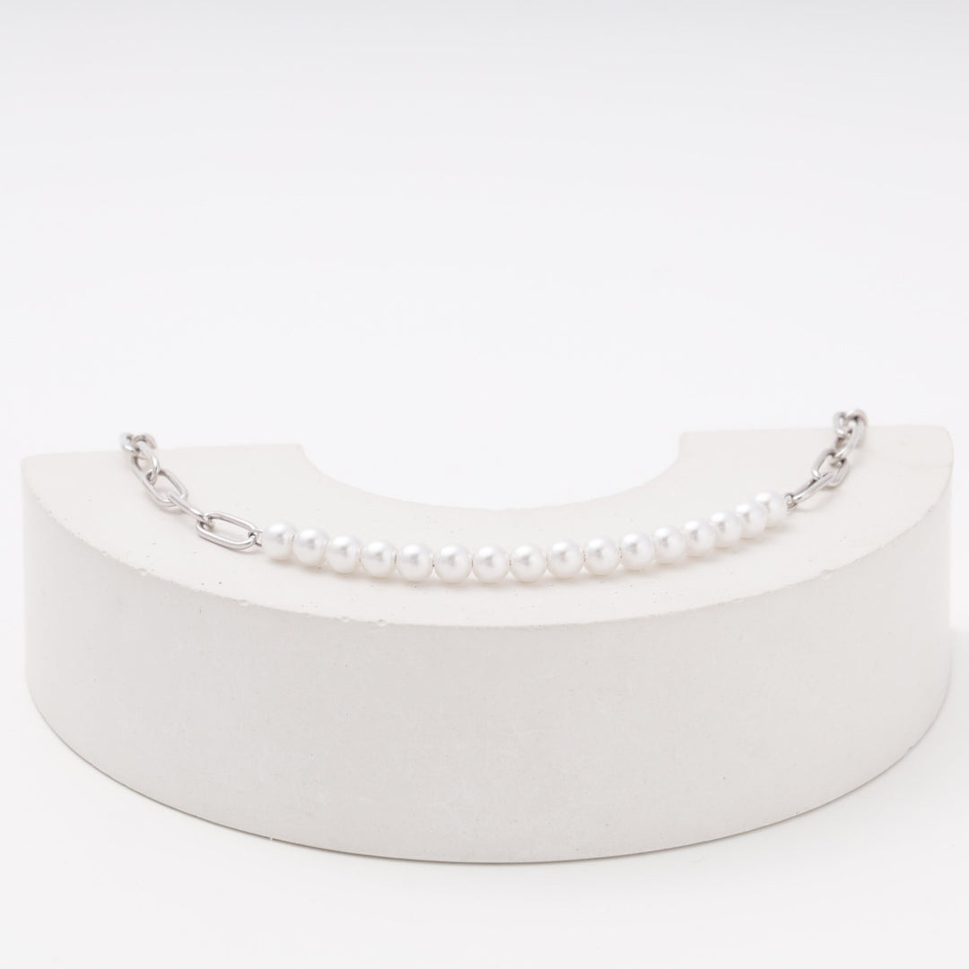 Silver 925 Pearl and Chain Bracelet | Ukrainian Jewelry