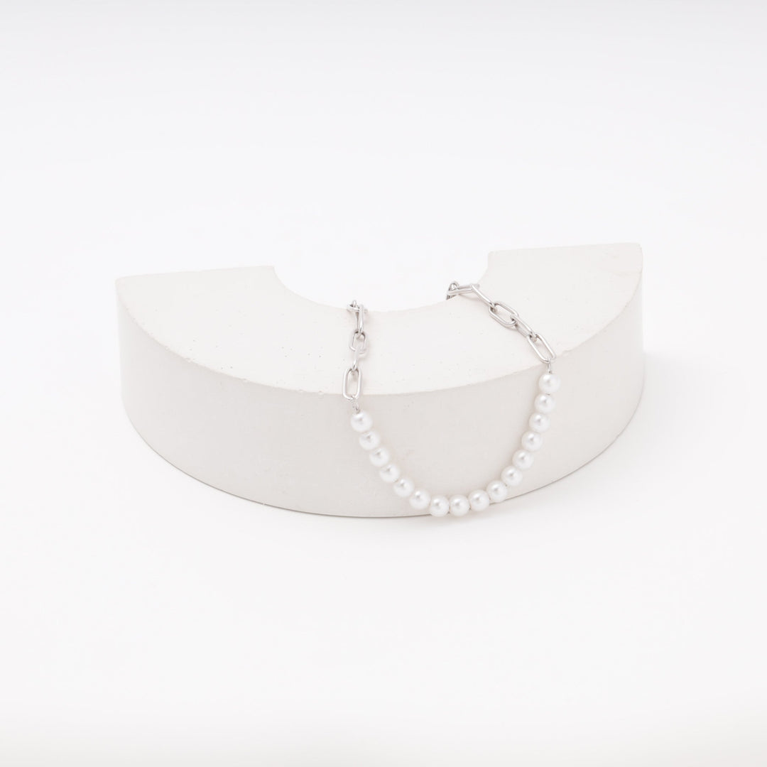 Silver 925 Pearl and Chain Bracelet | Ukrainian Jewelry