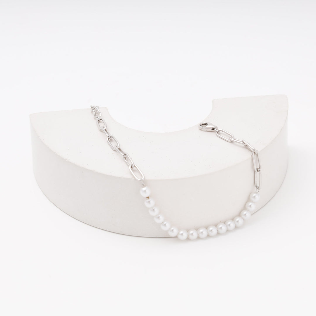 Silver 925 Pearl and Chain Bracelet | Ukrainian Jewelry