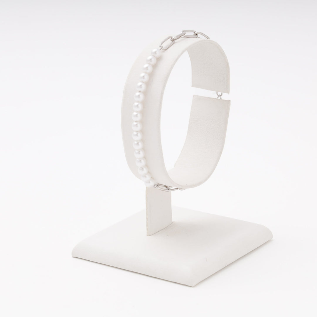 Silver 925 Pearl and Chain Bracelet | Ukrainian Jewelry