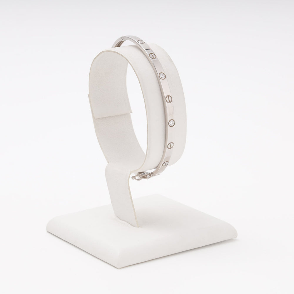 Silver 925 Rhodium Rigid Bangle with CZ | Ukrainian Jewelry