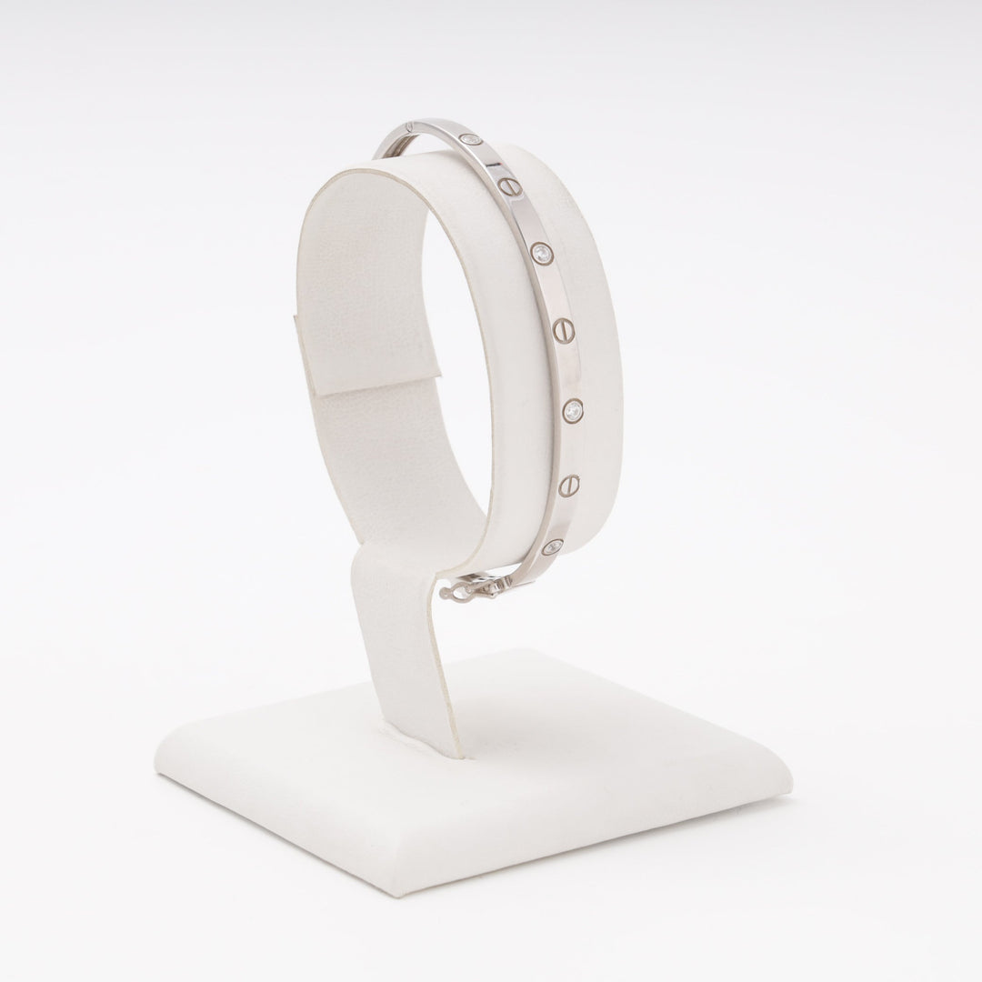 Silver 925 Rhodium Rigid Bangle with CZ | Ukrainian Jewelry