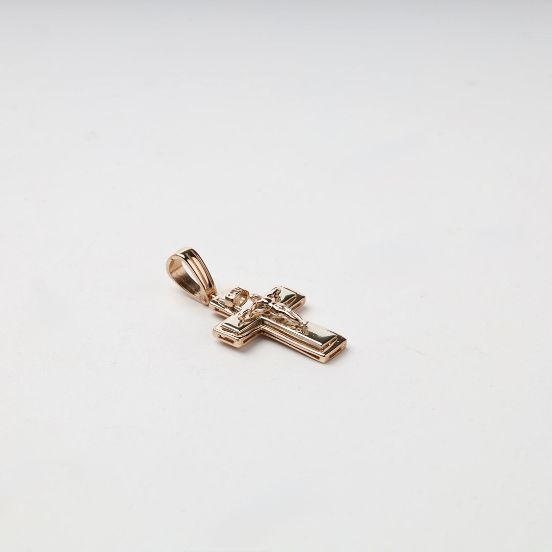 Two-Tone Gold 14K (585) Layered Orthodox Crucifix Pendant | Ukrainian Jewelry