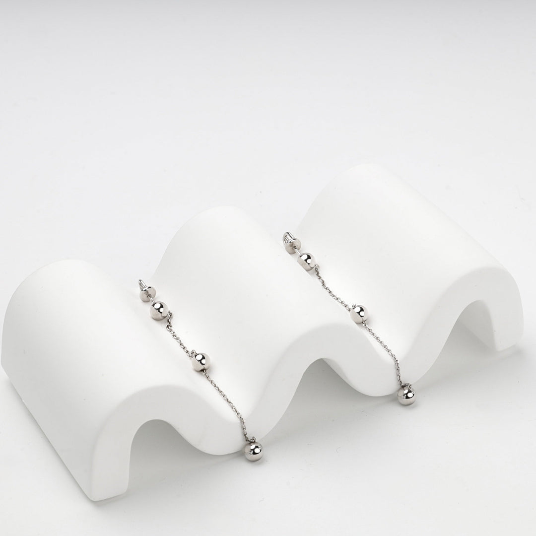 Rhodium-Plated Silver 925 Ball Chain Threader Earrings | Ukrainian Jewelry