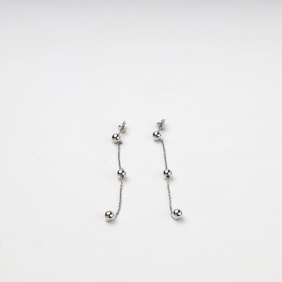 Rhodium-Plated Silver 925 Ball Chain Threader Earrings | Ukrainian Jewelry