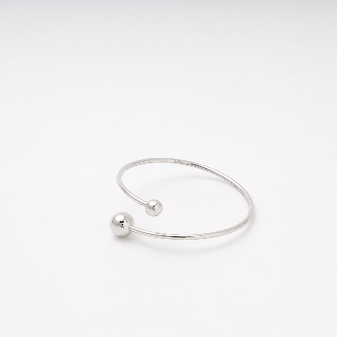 Silver 925 Open Bangle Bracelet with Ball Ends | Ukrainian Jewelry