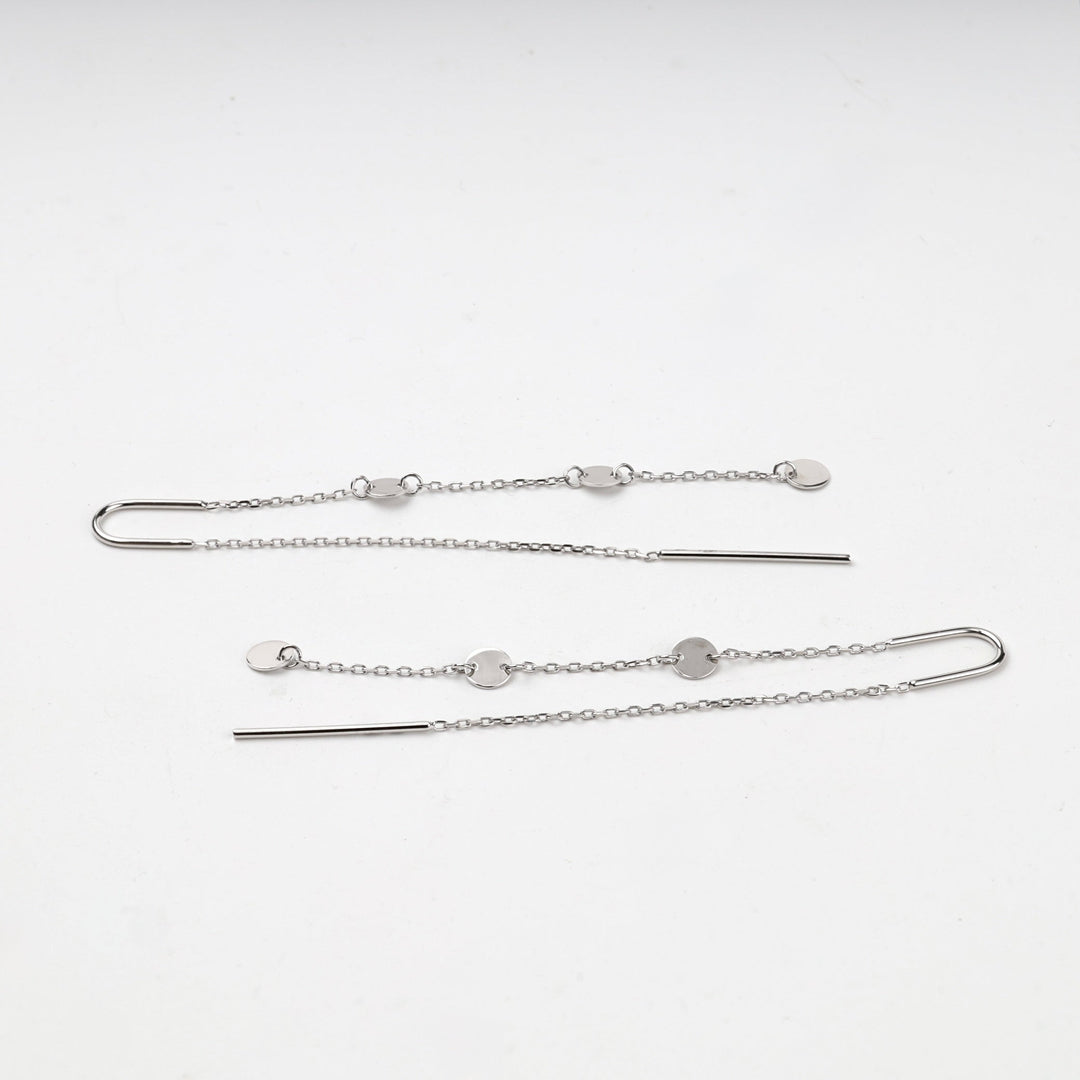 Silver 925 Disc Chain Threader Earrings | Ukrainian Jewelry