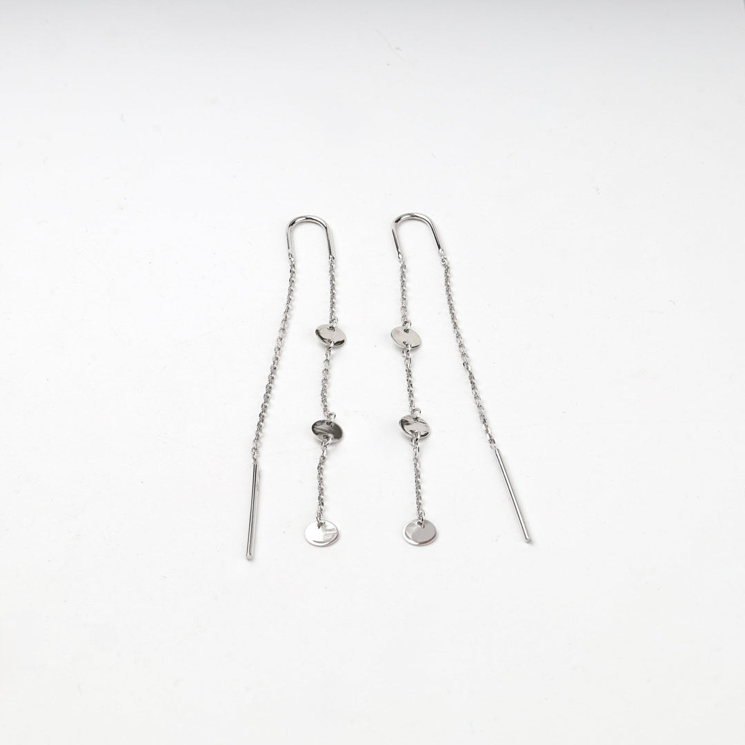Silver 925 Disc Chain Threader Earrings | Ukrainian Jewelry