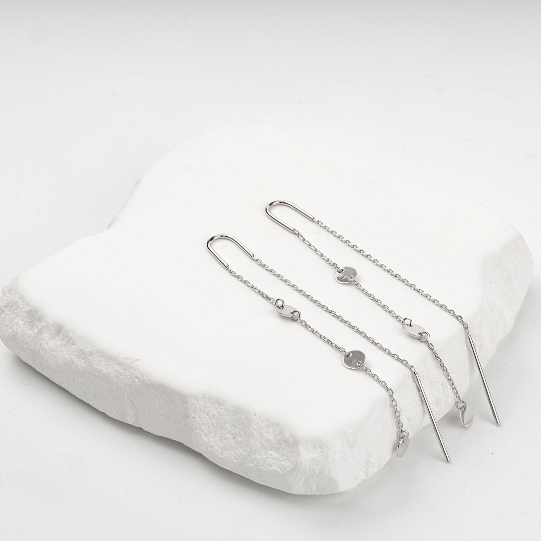 Silver 925 Disc Chain Threader Earrings | Ukrainian Jewelry