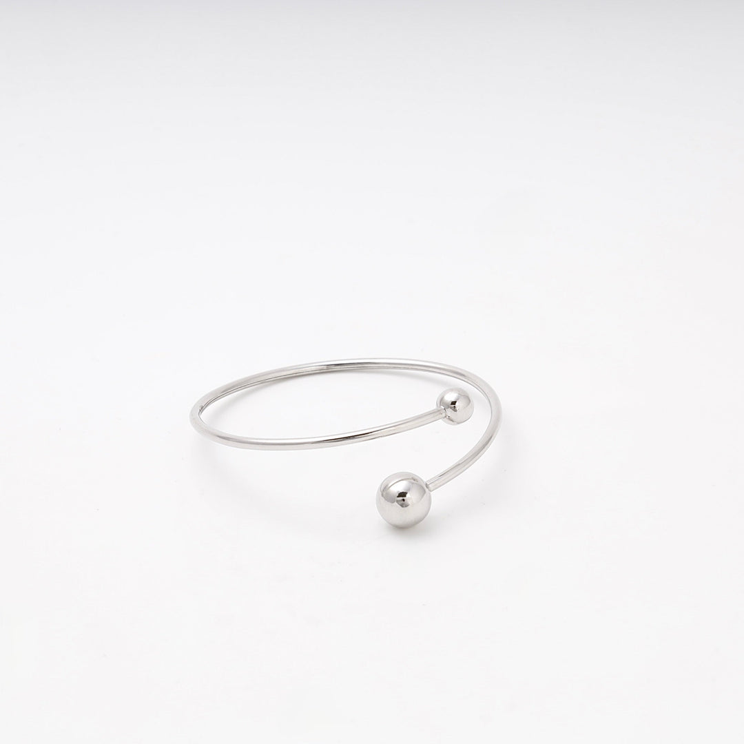 Silver 925 Open Bangle Bracelet with Ball Ends | Ukrainian Jewelry