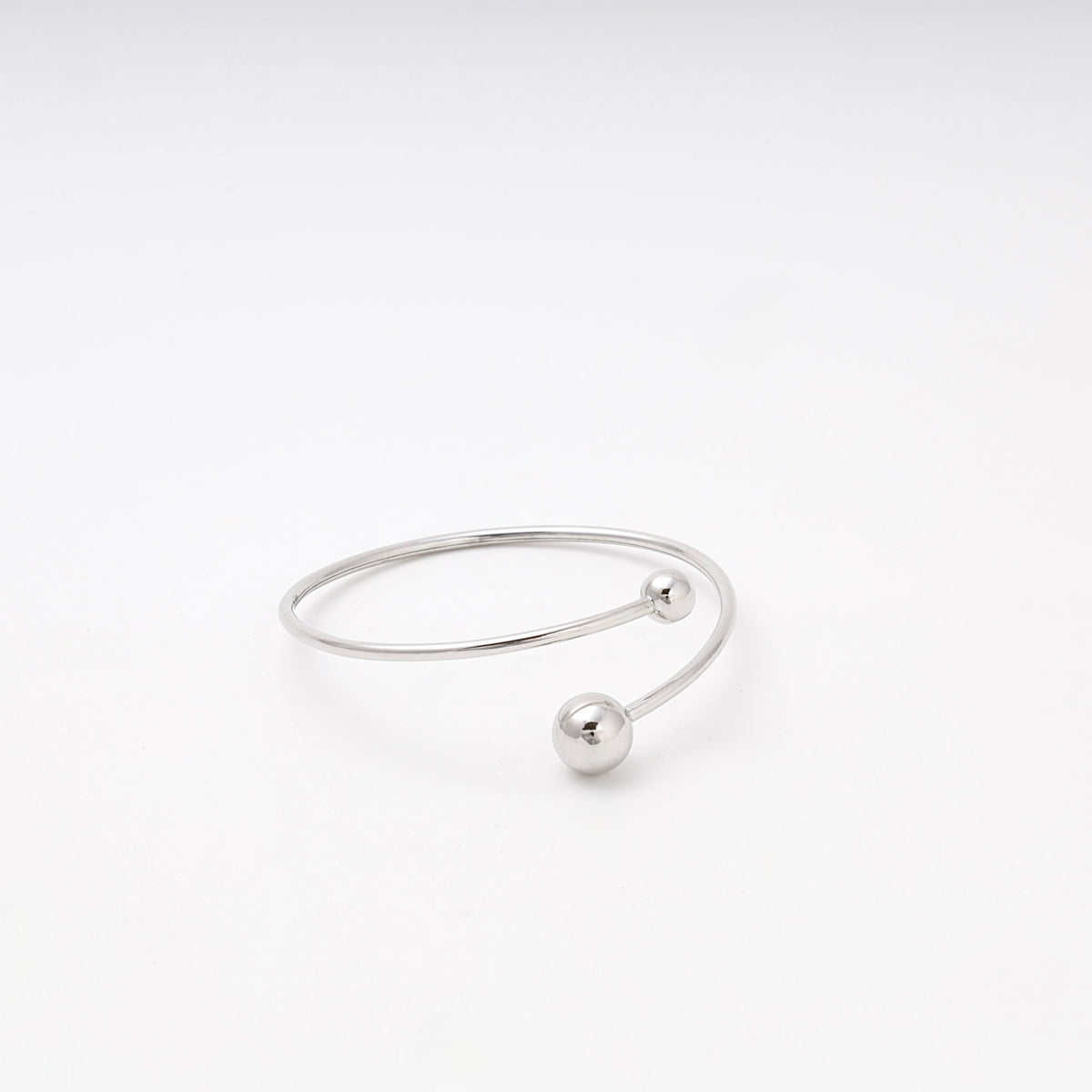 Silver 925 Open Bangle Bracelet with Ball Ends | Ukrainian Jewelry