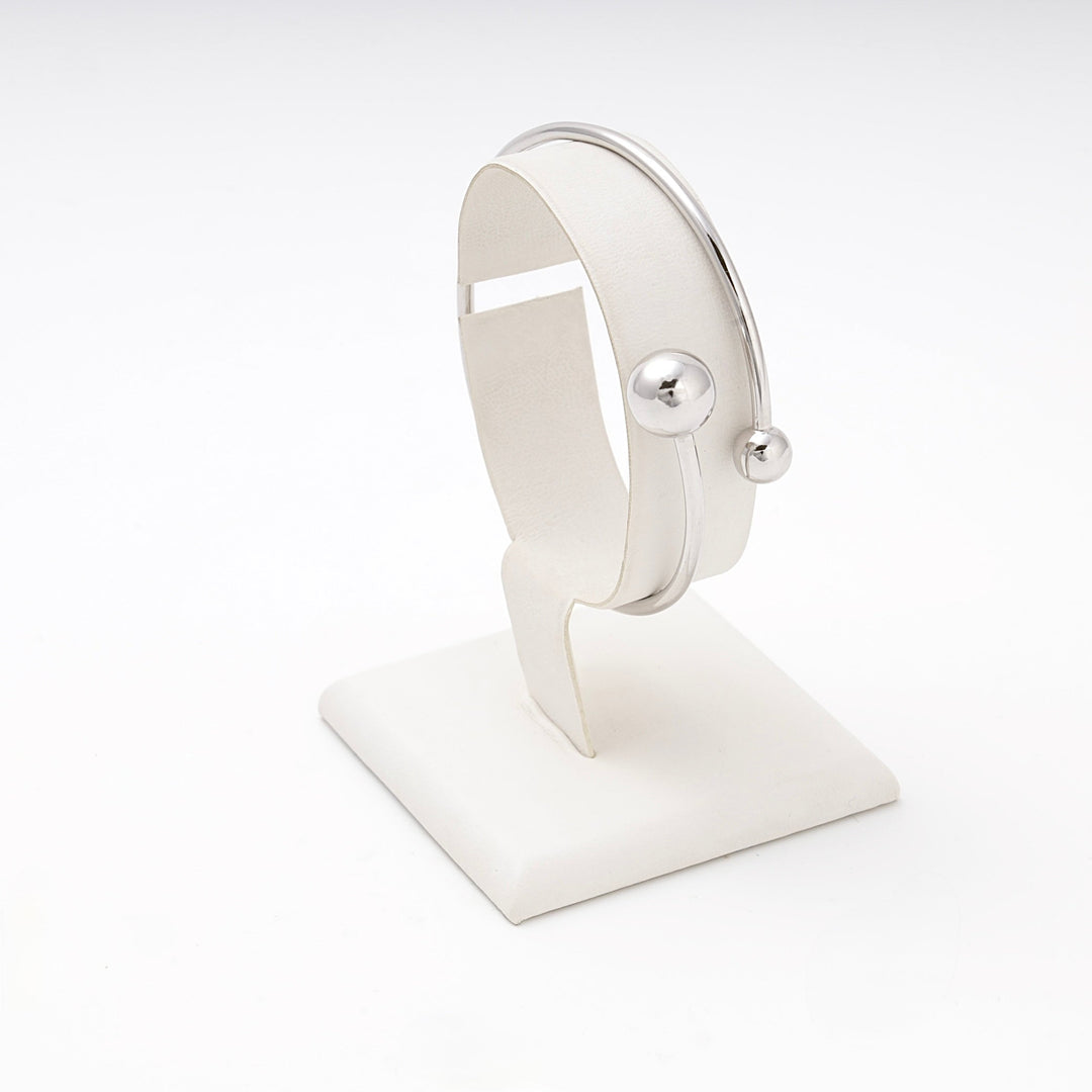 Silver 925 Open Bangle Bracelet with Ball Ends | Ukrainian Jewelry