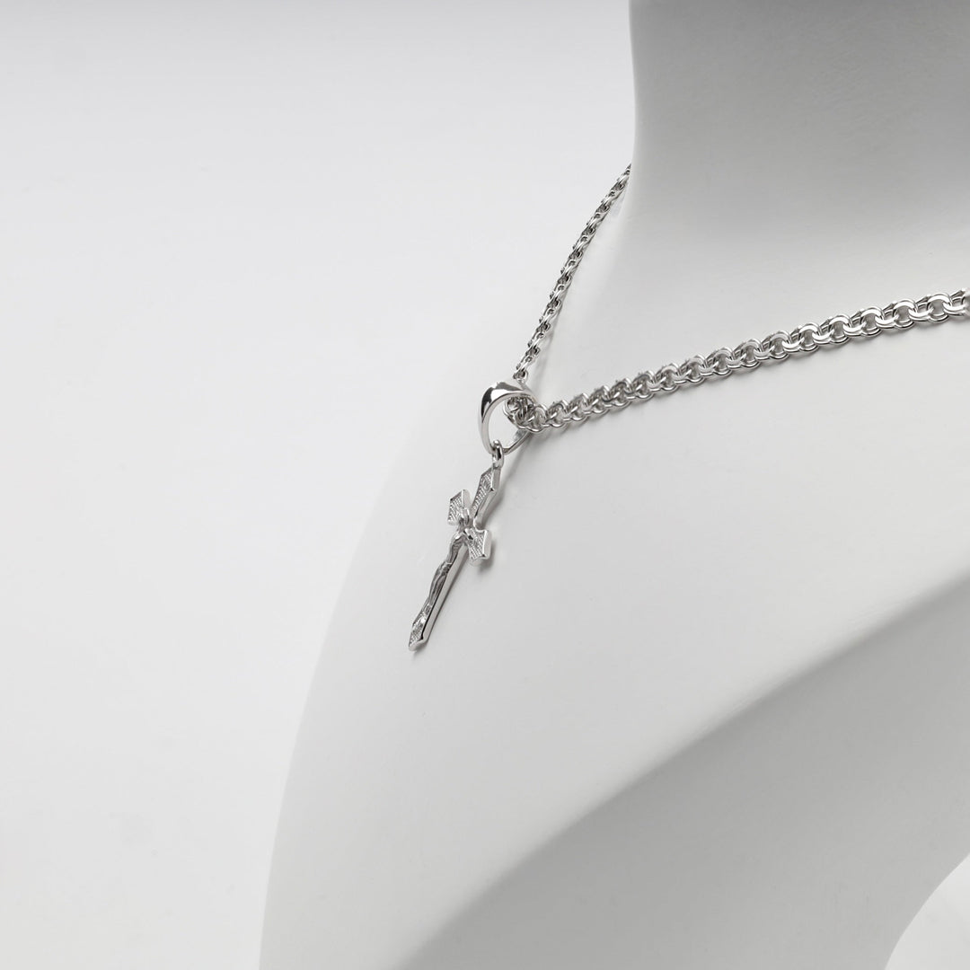 Silver 925 Textured Orthodox Crucifix Pendant | Ukrainian Jewelry