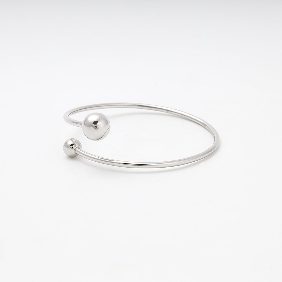 Silver 925 Open Bangle Bracelet with Ball Ends | Ukrainian Jewelry