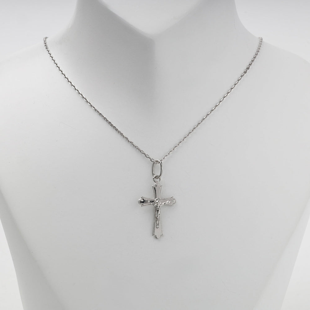 Silver 925 Decorative-Edge Orthodox Crucifix Pendant | Ukrainian Jewelry