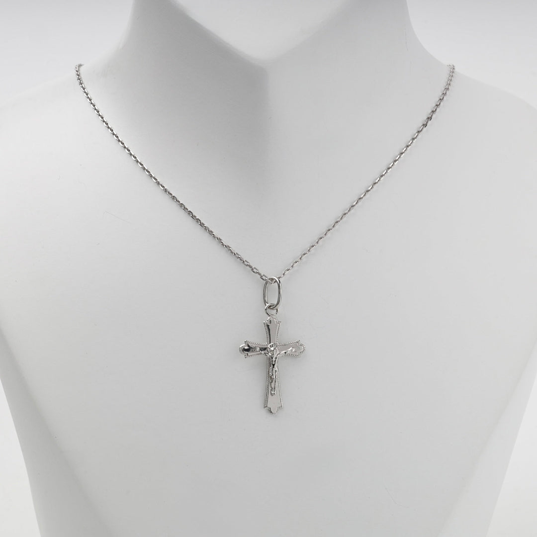Silver 925 Decorative-Edge Orthodox Crucifix Pendant | Ukrainian Jewelry