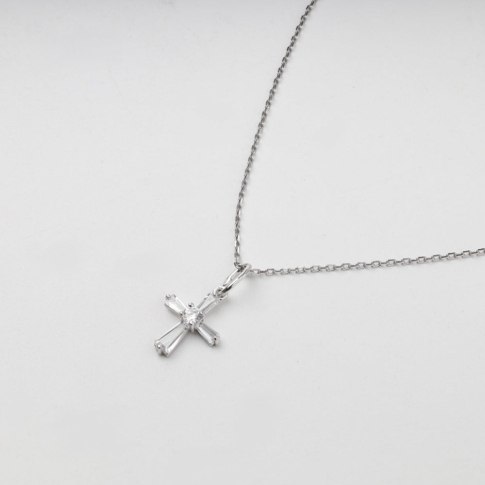Silver 925 Cubic Zirconia Geometric Cross Pendant | Ukrainian Jewelry