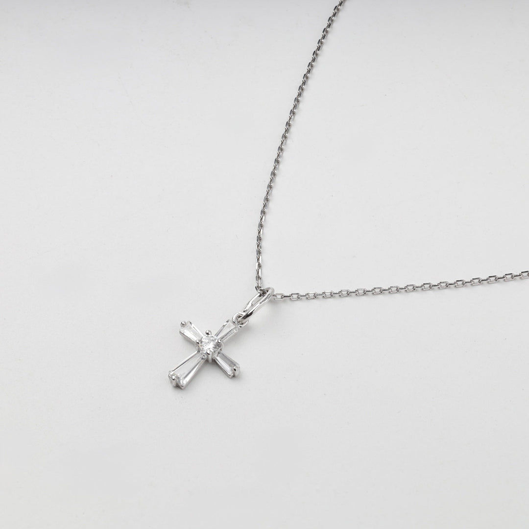 Silver 925 Cubic Zirconia Geometric Cross Pendant | Ukrainian Jewelry