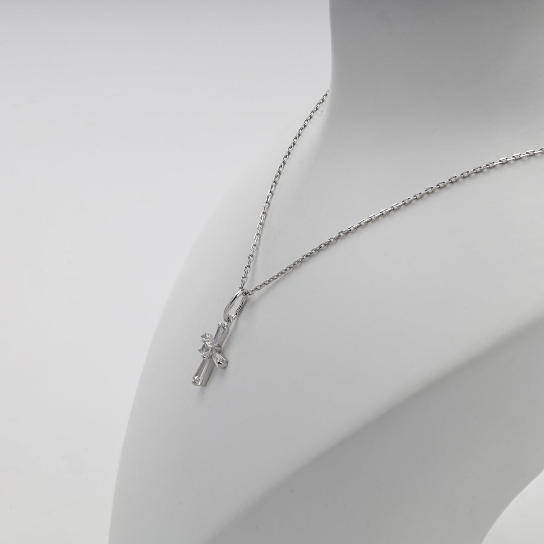 Silver 925 Cubic Zirconia Geometric Cross Pendant | Ukrainian Jewelry