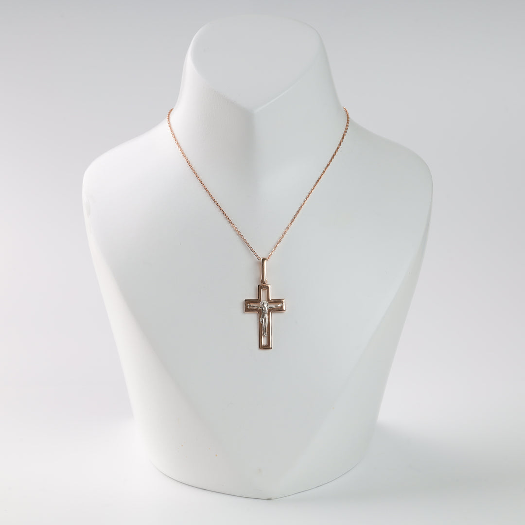 Pendant cross "Redemptio" | Rose Gold 585 (14K) - Ukrainian Jewelry