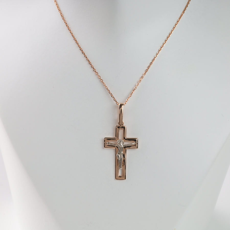 Pendant cross "Redemptio" | Rose Gold 585 (14K) - Ukrainian Jewelry