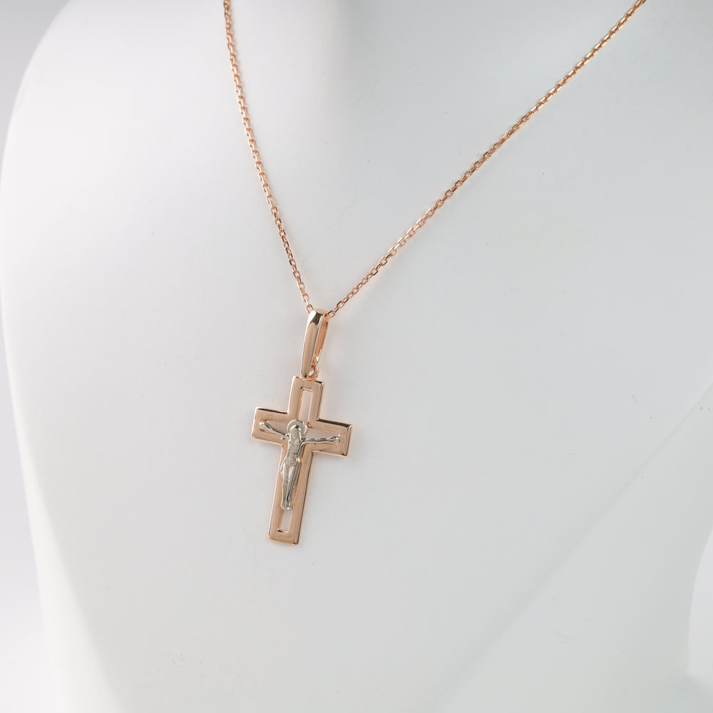 Pendant cross "Redemptio" | Rose Gold 585 (14K) - Ukrainian Jewelry