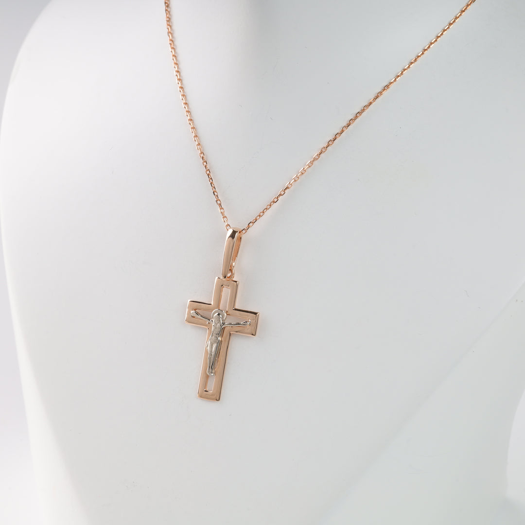 Pendant cross "Redemptio" | Rose Gold 585 (14K) - Ukrainian Jewelry