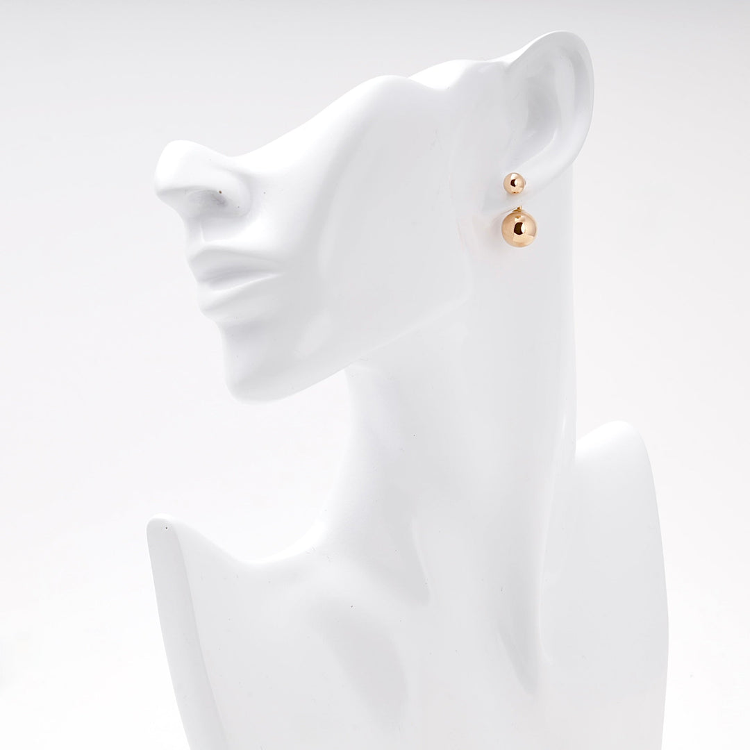 Rose Gold 14K (585) Double Ball Drop Earrings | Ukrainian Jewelry