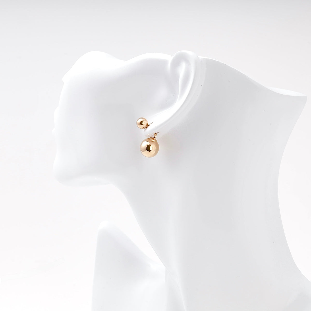 Rose Gold 14K (585) Double Ball Drop Earrings | Ukrainian Jewelry