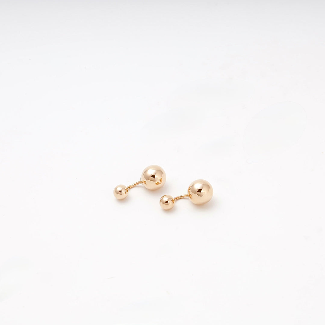Rose Gold 14K (585) Double Ball Drop Earrings | Ukrainian Jewelry