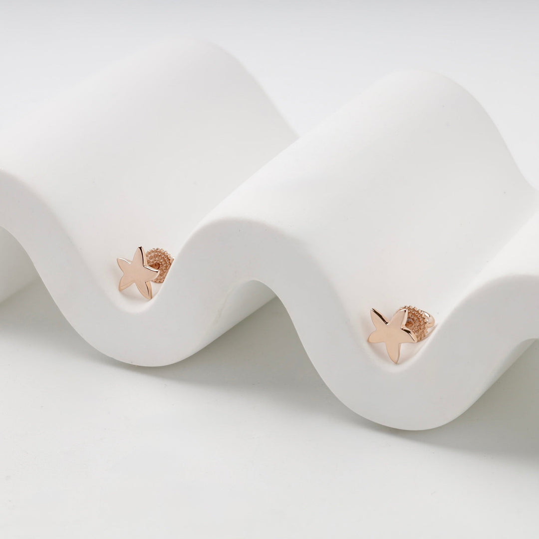 Rose Gold 14K (585) Star Stud Earrings | Ukrainian Jewelry
