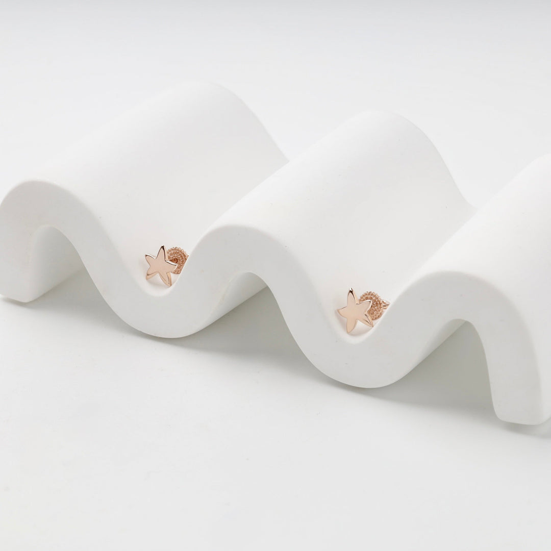 Rose Gold 14K (585) Star Stud Earrings | Ukrainian Jewelry