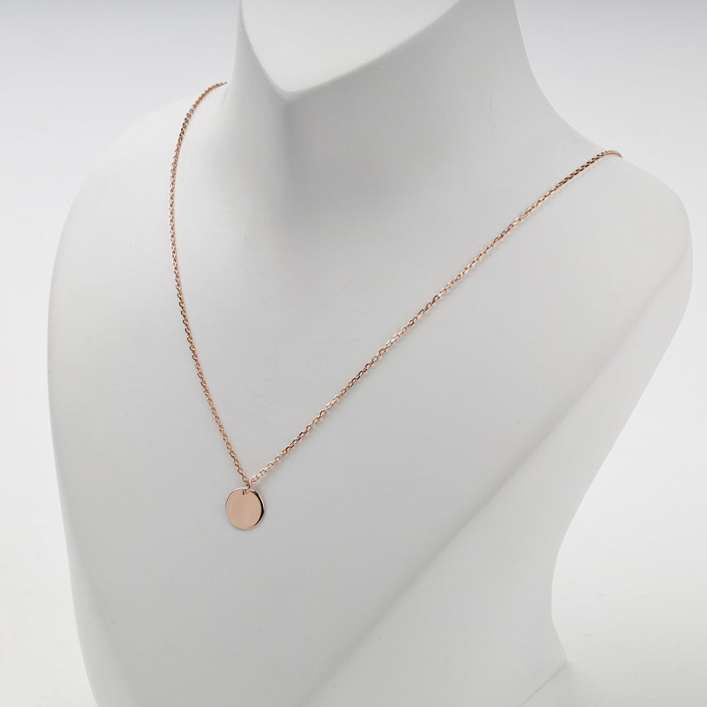 Round Disc Pendant Necklace | 14K Rose Gold (585) — side view