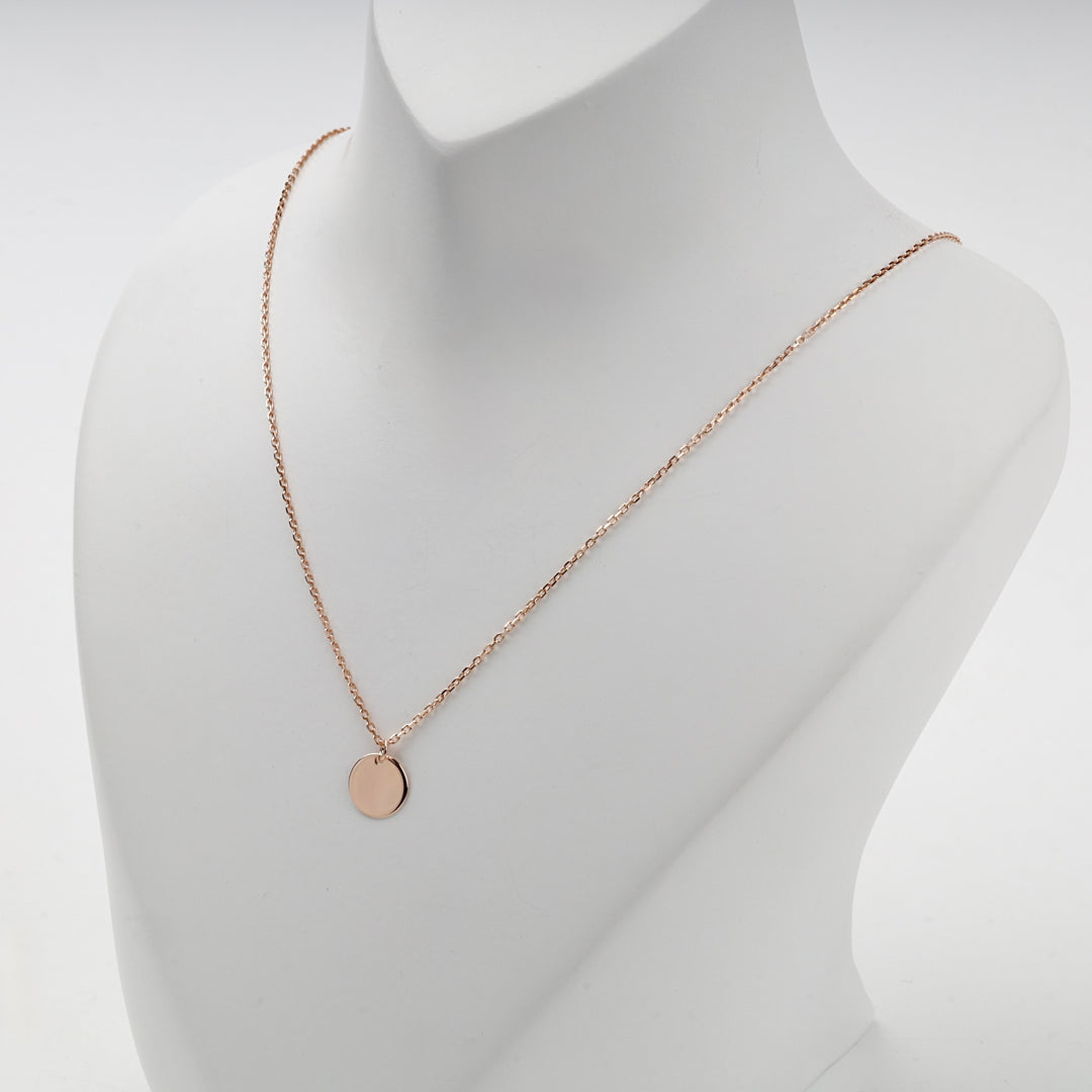 Round Disc Pendant Necklace | 14K Rose Gold (585) — side view