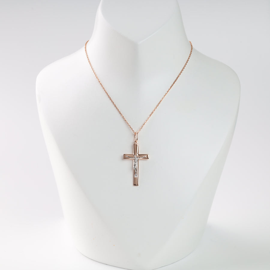 Pendant cross "Symbol of Christianity" | Rose Gold 585 (14K) - Ukrainian Jewelry