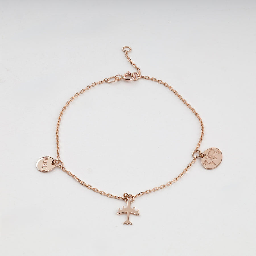 Travel Charm Bracelet | 14K Rose Gold (585) — side view