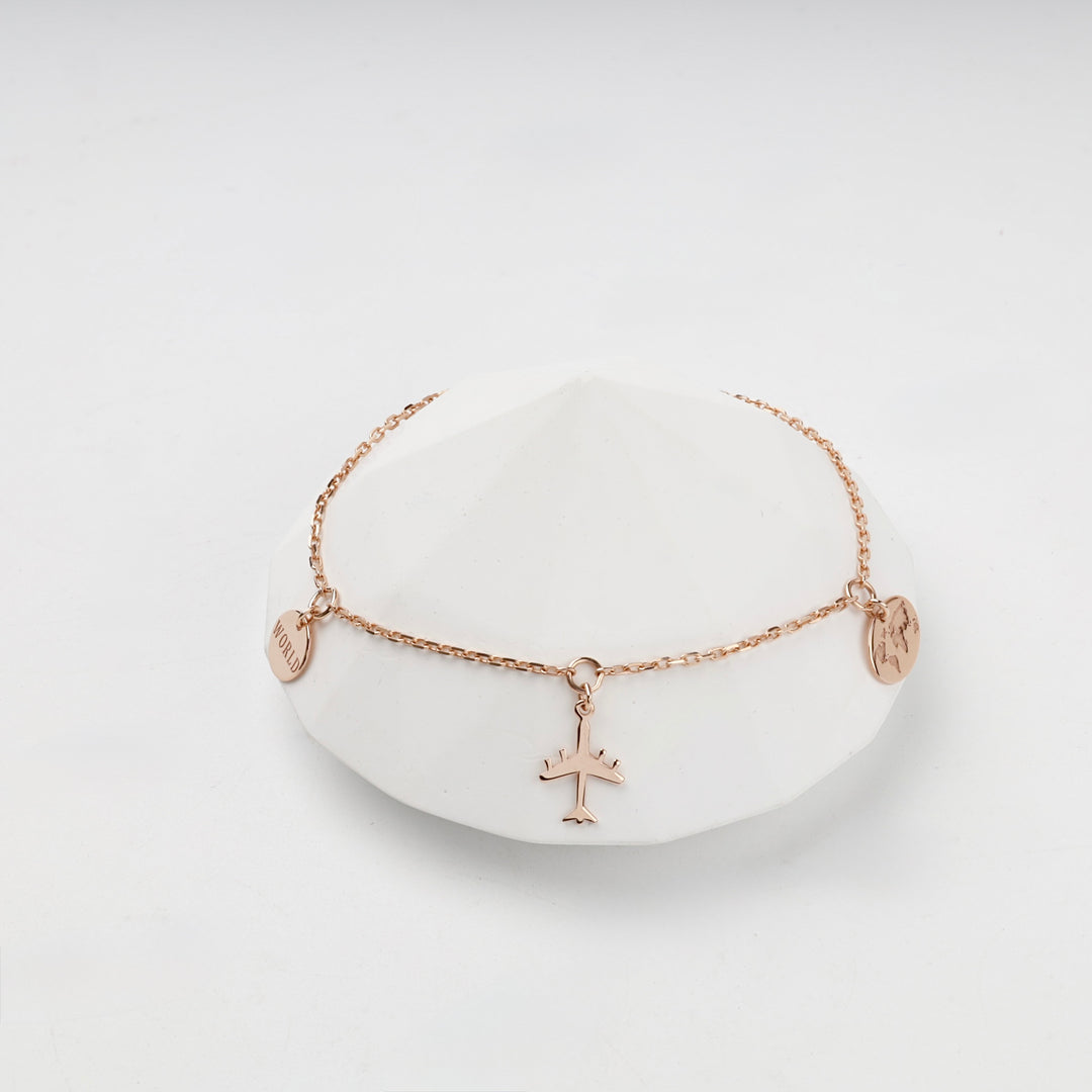 Travel Charm Bracelet | 14K Rose Gold (585) — back view