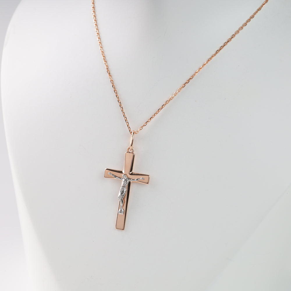 Pendant cross "Symbol of Christianity" | Rose Gold 585 (14K) - Ukrainian Jewelry