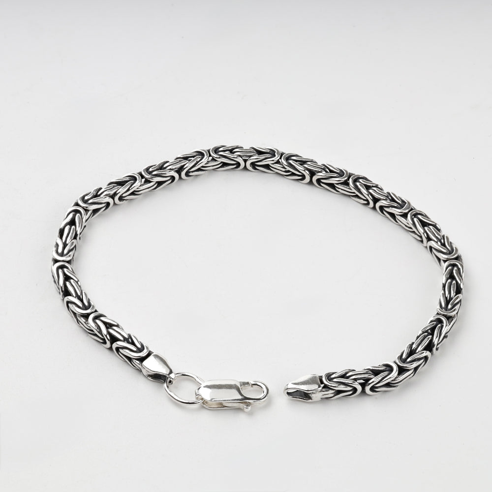 Sterling silver 925 Byzantine chain bracelet with lobster clasp, full view