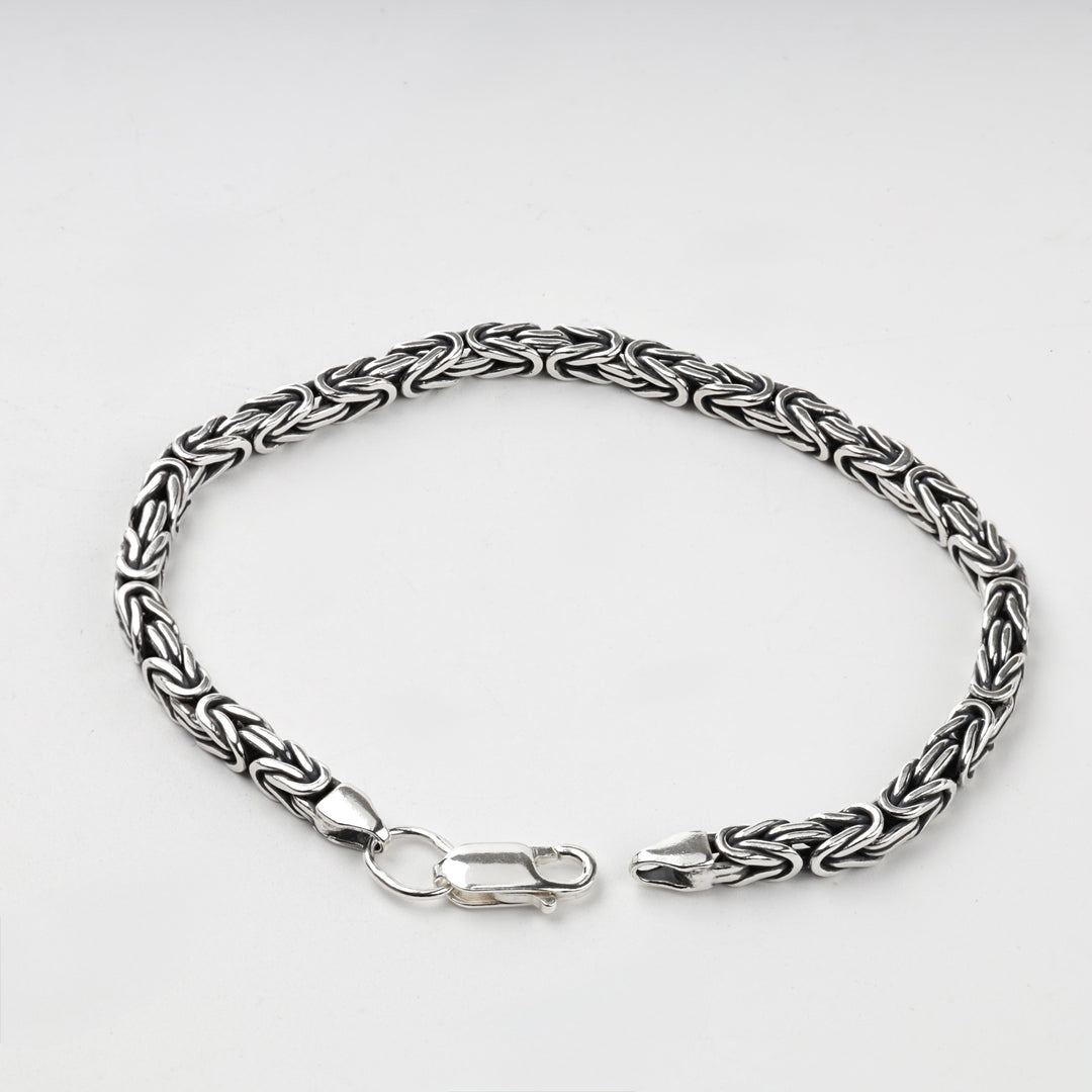 Sterling silver 925 Byzantine chain bracelet with lobster clasp, full view
