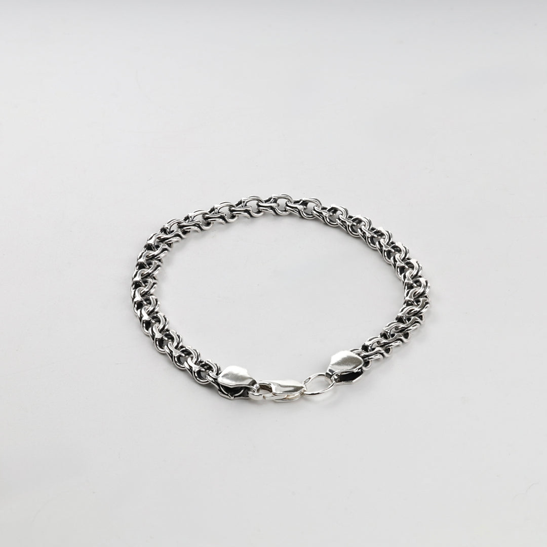 Sterling silver 925 Bismarck chain bracelet with lobster clasp, full view