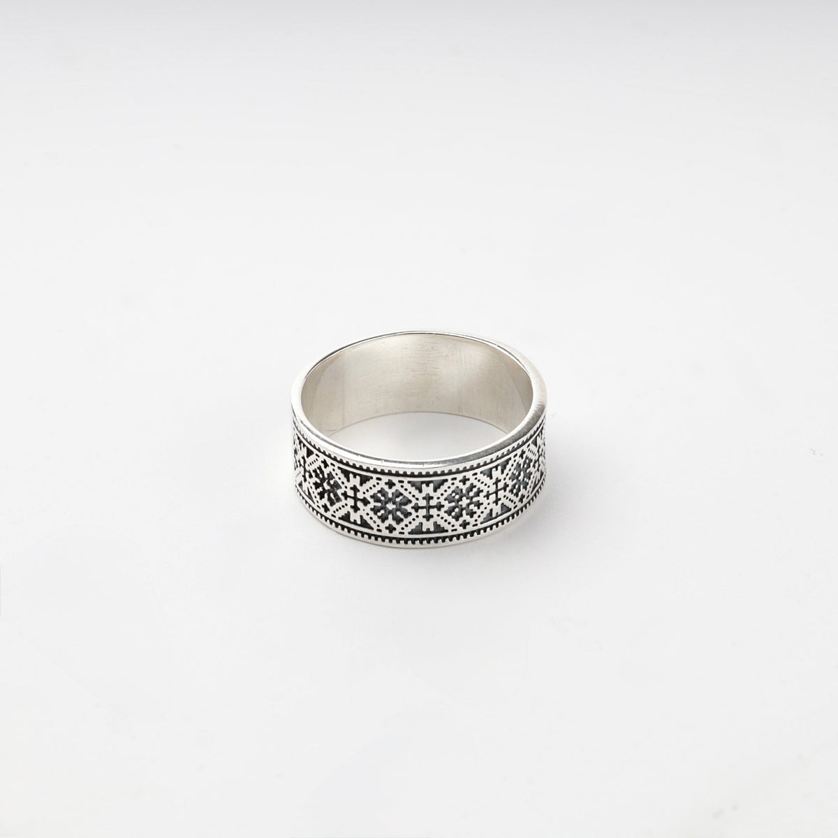 Silver 925 Ukrainian Embroidery Band Ring | Ukrainian Jewelry