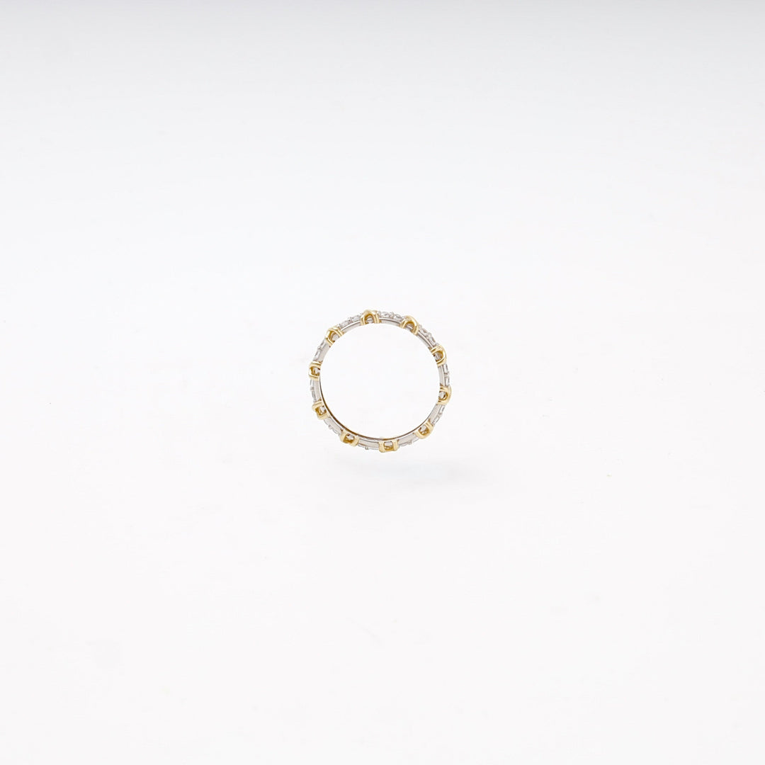 Gold 585 Two-Tone Eternity Ring with X Design and Cubic Zirconia | Ukrainian Jewelry