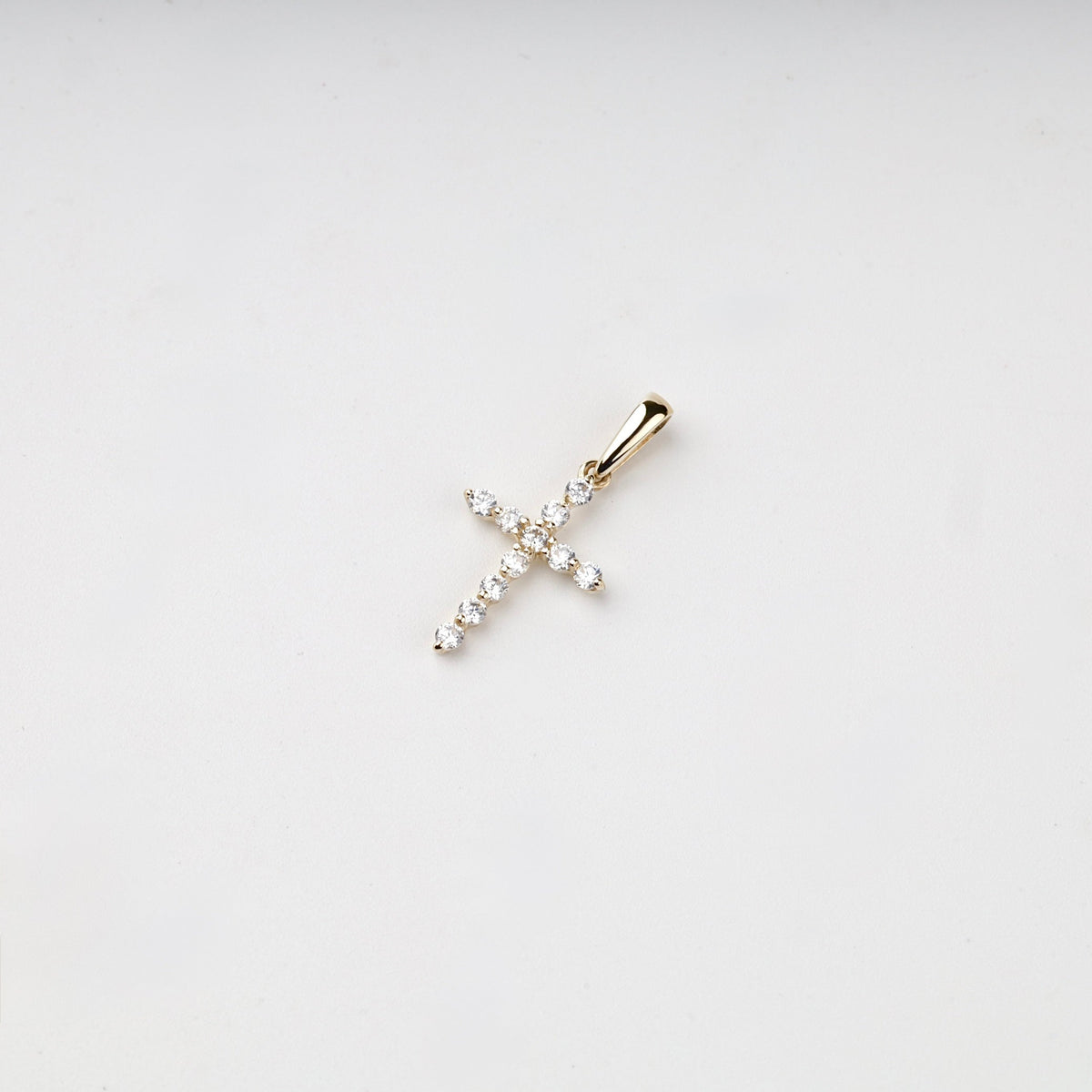 Yellow Gold 14K (585) Cubic Zirconia Cross Pendant | Ukrainian Jewelry