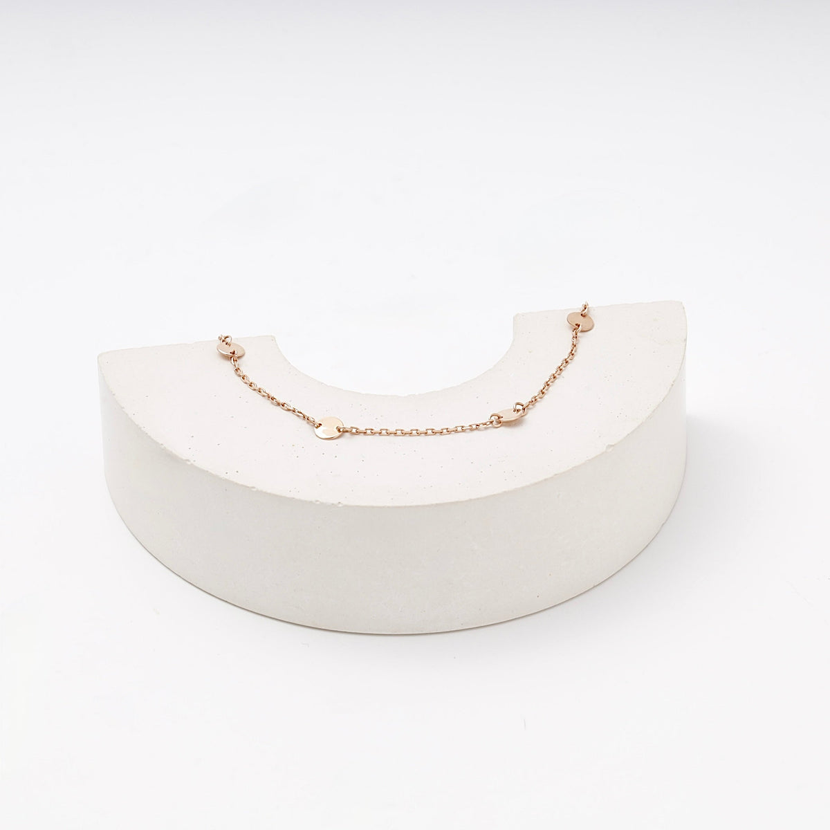 Rose Gold 585 Chain Bracelet with Round Disc Stations | Ukrainian Jewelry